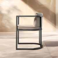 Ensemble de salle à manger d'extérieur en aluminium thermolaqué 5 pièces, table rectangulaire moderne, fauteuil à lattes, mobilier de jardin, patio, hôtel