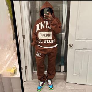 เสื้อฮู้ดดี้ผู้ชายผ้าเทอร์รี่คอตตอนพิมพ์ลายสกรีนแบบกำหนดเองทรงโอเวอร์ไซส์สไตล์วินเทจฟอกสีแบบแอซิดแฟชั่นใหม่ - Product Image 5