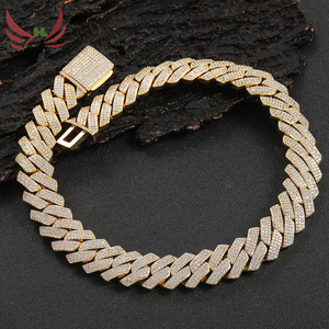 Collana da Uomo a Catena Cubana Hip Hop da 20mm con <span class=keywords><strong>Tre</strong></span> File di Zirconi Cubici e Maglie a Diamante, Interamente tempestata di <span class=keywords><strong>Gemme</strong></span>, per Feste e Occasioni da Regalo - Product Image 1