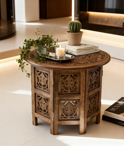 Handmade Wooden Nighstands with Hand Carved Panels Traditional Design <b>Antique</b> Style Solid Wood Accent <b>Table</b> Living Room Home - Product Image 1