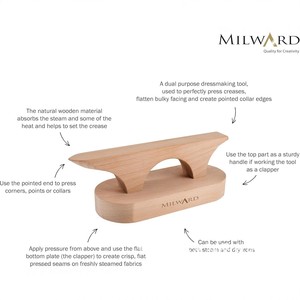 Milward Wooden <b>Point</b> Presser And Clapper 10x28x10 Cm For Sewing Durable Solid Wood - Product Image 5