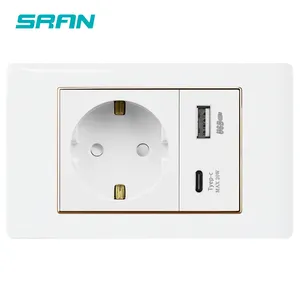 White Fast Charging Power Wall Outlet Socket Plug Germany Power Socket With Usb On Wall