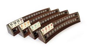 Ensemble de Rummi de placage de noyer naturel incrusté de mosaïque en bois massif elliptique fait à la main, ensemble de Cube de rami, ensemble de jeu Okey, rami de tuile - Product Image 5