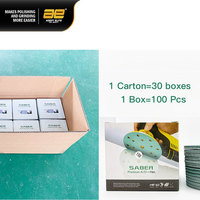 Papier abrasif et disques abrasifs de haute qualité, vente en gros OEM, grain moyen 80 à 240, 6 pouces, base en film vert, papier abrasif automobile