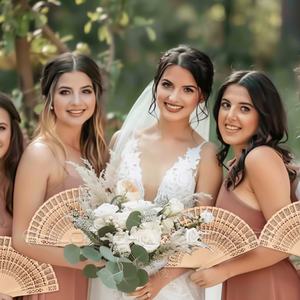 Custom Logo Handmade Sandalwood Hand <b>Fan</b> Hollow Out Wedding Decoration Handicraft Painted Wood Handheld <b>Fans</b> - Product Image 3