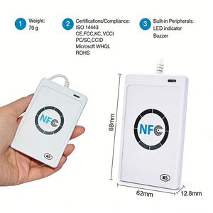 Lecteur de carte RFID portable 13.56 MHz ACR 122U lecteur de carte de crédit intelligent Interfaces de communication USB NFC - Product Image 2
