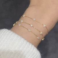Bracelet chaîne en argent sterling S925 plaqué or 14 carats avec zircon, design délicat et minimaliste pour femme, cadeau original