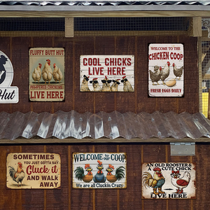 Juego de Letreros Metálicos Divertidos para <span class=keywords><strong>Gallinero</strong></span> - Placa de Bienvenida Rústica para Casa de Campo y Decoración Humorística para Pared - Product Image 3