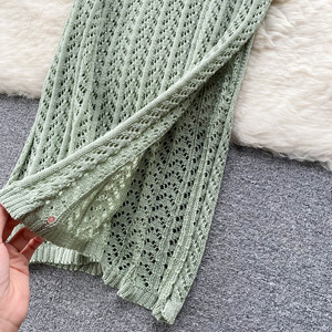 เดรสผ้าถักแขนกุดคอสำหรับผู้หญิงชุดราตรีวันหยุดเข้ารูป - Product Image 6