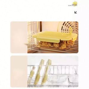 Cute High Borosilicate Glass 4-Compartment Bento <b>Lunch</b> <b>Box</b> Set Microwavable Heatable Lid Storage Bag Included BPA Free - Product Image 2