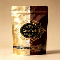 Sacs d'emballage pour assaisonnements et épices en papier, avec logo personnalisé estampé à chaud en feuille d'or, 100G 250G, pochette stand-up transparente
