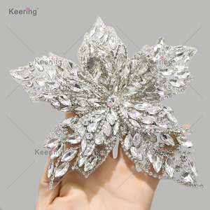 WRP-120 Sắt Thủy Tinh Sang Trọng Beaeds Bạc 3D Hoa Rhinestone Đính Embellishments Cho Dresses - Product Image 3