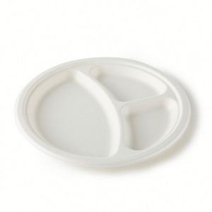 Assiettes jetables en pulpe de bagasse de canne à sucre recyclée et biodégradable pour fêtes, blanches, tailles 9''/10''/12'' - Product Image 3