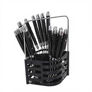 Juego de Cubiertos de Acero Inoxidable con Mango de Plástico PP, 24 Piezas, Vajilla <span class=keywords><strong>Personalizada</strong></span>, Cucharas, Tenedores, Cuchillos, Juego de Cubiertos Planos - Product Image 1