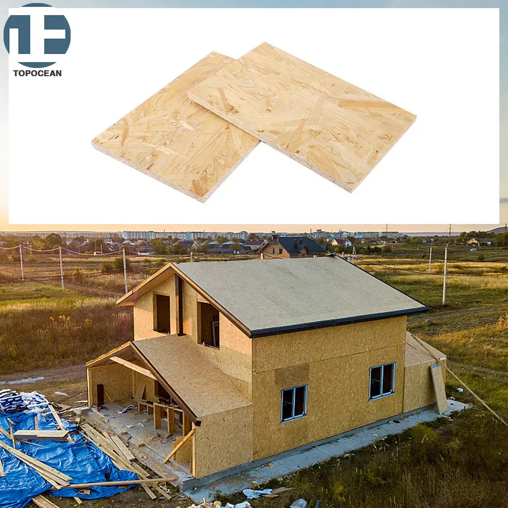 TOPOCEAN Schlussverkauf Kiefermaterialien hölzernes OSB 11 mm Großhandelspreis rohe Partikelplatte aus China OSB-Blögenfabrik