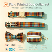 Ensemble de colliers pour chien à carreaux classiques, impression personnalisée, polyester, colliers pour chiens réglables, durables, pour la vente en gros, accessoires pour animaux de compagnie OEM/ODM