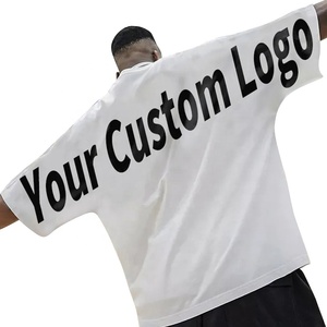 Camiseta de cuello redondo pesado de Algodón 100% con hombros caídos de alta calidad para hombre con estampado completo de logotipo personalizado para hombre - Product Image 1