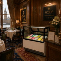 Vitrine Réfrigérée Commerciale pour Gelato 10/12 Bacs avec Vitrine en Verre et Refroidissement par Ventilation
