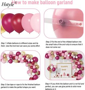 Kit de balões cor de rosa borgonha, balões para decoração de chá de bebê, aniversário, festa de casamento, 4 ferramentas, set979, <span class=keywords><strong>129</strong></span> peças - Product Image 4