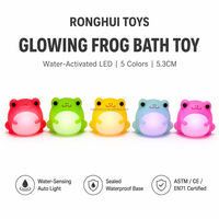 Jouet de bain en PVC en forme de grenouille en caoutchouc, animal flottant lumineux, style coquille d'œuf, avec capteur d'eau LED, pour enfants, série de collection