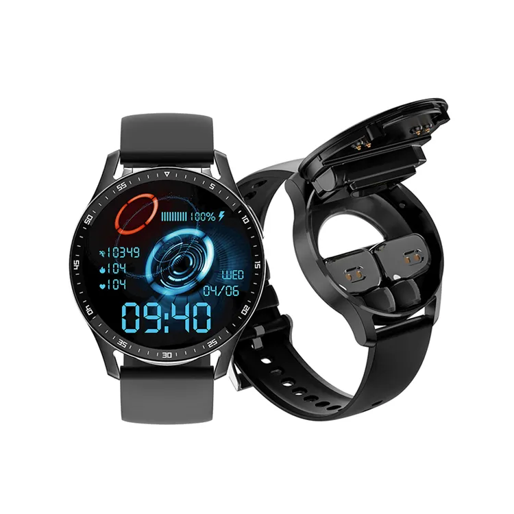 Reloj inteligente 2 en 1 para Hombre, pulsera con pantalla táctil grande HD, IPX7, rastreador de Fitness, a la moda, con auriculares, 2023