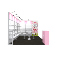 Stand d'exposition pliable 10x20 avec panneaux à lattes, étagères modulaires en aluminium SEG, stand d'exposition