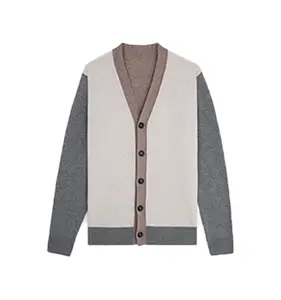 Kai Qi Clothing Autumn Winter Men's Full Buckle Three-color Cardigan Sweater V-neck Sweater