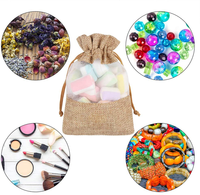 Sac en organza de lin naturel avec logo personnalisé, pochette cadeau en toile de jute, sac à bonbons en toile de jute avec cordon de serrage, sacs à café en toile de jute