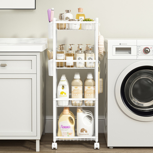 חדר אמבטיה מרובי שכבה עם גלגלים קומה סוג מתכת בעל גלגלים & מתלה עבור מוצרי רחצה לארגן קל להרכיב מתלה - Product Image 3