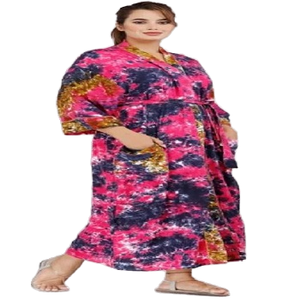 Kaftan de tela de rayón personalizado con patrón de animales sólidos, Vestido tipo Kimono, servicio OEM disponible para adultos, ropa de playa, Bikinis - Product Image 1
