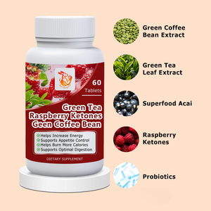 Tabletas de Té Verde, Cetonas de Frambuesa y Granos de Café Verde con Mezcla Probiótica OEM ODM, Aumentan la Energía, Controlan el Apetito - Product Image 5