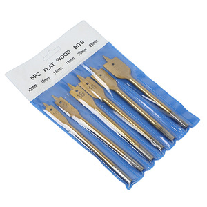 Jeu de 6 forets plats plaqués titane du fabricant, avec queue hexagonale, pour le perçage de trous dans le bois et le travail du bois - Product Image 1