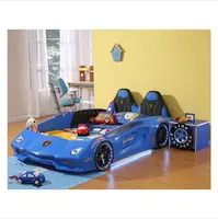 Groothandel Hoge Kwaliteit Abs Plastic Full Size Led Light Kid Kind Ras Auto Bed Met Muziek Voor Jongen Kids Bedden
