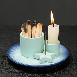 Brûleur d'encens et porte-bougie en céramique nordique minimaliste, diffuseur de parfum moderne pour <span class=keywords><strong>sauge</strong></span> et Palo Santo, plateau créatif pour une ambiance intérieure. - Product Image 5