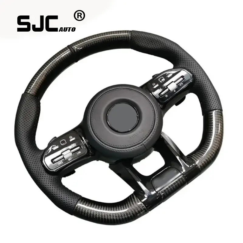 मर्सिडीज-बेंज AMG W204 W205 CLA GLA 45 कार्बन फाइबर स्टीयरिंग व्हील के लिए SJC ऑटो C217 W211 W212 W221 W222 S63 C63 GLA45 C43 SLC