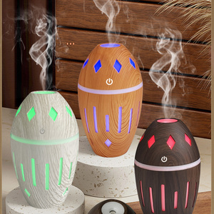 Novità Uovo umidificatore ad ultrasuoni 300ml di venature del legno con colori che cambiano la luce a LED per uso domestico e auto 1 anno di garanzia - Product Image 1