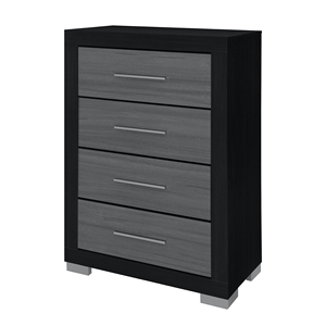 Commode Moderne en Bois Massif Durable Noire et Grise pour Chambre et Salon - Product Image 3