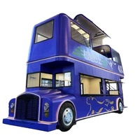 Bus à deux étages en tôle, fabriqué en Chine, bleu, pour restauration, café mobile, stand de marché nocturne, multi-étages, multifonctionnel