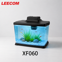 LEECOM - Kit d'aquarium pour poissons en gros avec éclairage LED et filtration intégrée, réservoir en plastique, cadeau pour enfant, sécurité garantie