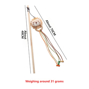 Jouets pour chats modernes et tendance avec poignées en bois, vente en gros, bâton interactif en peluche en forme d'animal pour chat, style dessin animé simple - Product Image 6