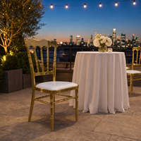 Chaise Chiavari dorée en métal pour mariage et banquet, avec coussin rembourré blanc, chaise de salle à manger pour hôtel, fête, traiteur, événement