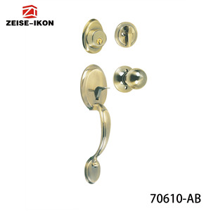 Ensemble de poignée de porte d'entrée et de serrure à pêne dormant, avec bouton de porte intérieur, résistant à l'effraction, compatible SmartKey, à réinitialiser - Product Image 1