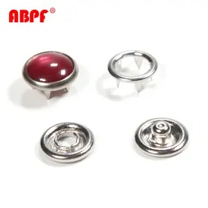 Factory wholesale custom red color gemstone snap fastener metal prong snap button for clothes