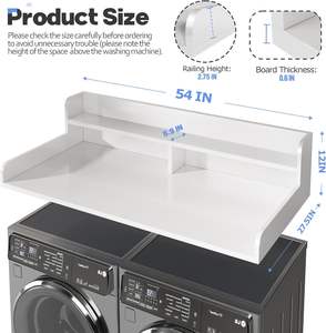 Étagère MDF à 2 niveaux, grand espace, 54x27,5x12 pouces, mobilier moderne pour la maison, revêtement antidérapant pour comptoir, protection pliable pour lave-linge et sèche-linge - Product Image 5