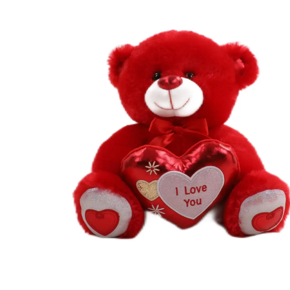 Pas Schattige Love Heart Knuffel Zacht Rood Valentijn Pluche Teddybeer Aan Met Valentijnscadeau