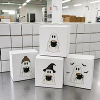 Boîte personnalisée pour mélange de chocolat chaud d'Halloween, emballage de boisson en carton blanc avec impression fantôme, vente en gros, boîte cadeau chocolat chaud OEM