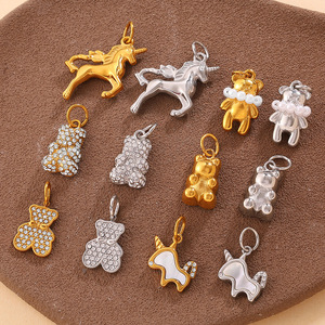 Dijes de Acero Inoxidable con Baño de Oro PVD de 18K, Diseño 3D del Reino Animal, para Fabricación de Joyería, para Perro, Sirena, León, Delfín, Jirafa, para Regalo - Product Image 3