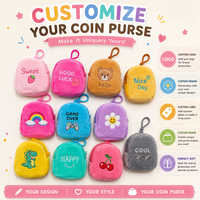 Porte-monnaie en peluche Kawaii personnalisé OEM ODM, mini portefeuille mignon de dessin animé, sac porte-clés souple tendance en gros