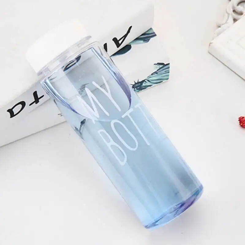 Bouteilles d'eau de sport durables sans BPA, bouteille d'eau en verre givré avec couvercle en plastique à large bouche pour voyage
