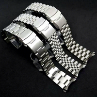 Bracelet de montre en acier inoxydable Upro à extrémités courbées avec fermoir double verrouillage pour Seiko 5 20mm 22mm, bracelet de remplacement pour montre de plongée Jubilee